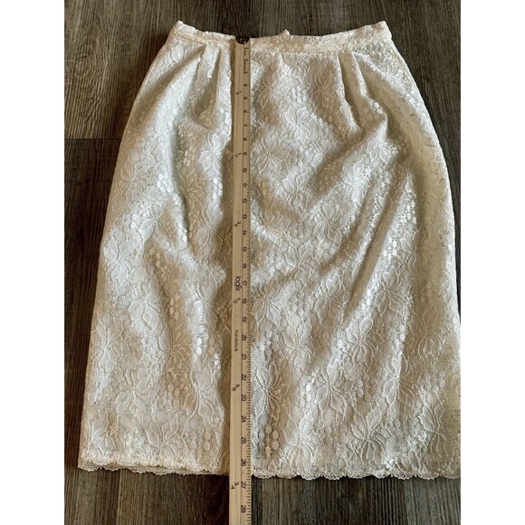 In The Mood 80s Vintage Ivory Pearl Button Lace Skirt Blazer Set Women Size 12 - Picture 11 of 12